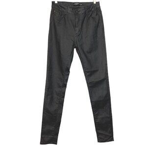 COUNTRY DENIM‎ AUSTRALIA Black Wax Jeans Women's Size 10 Skinny Stretch Mid-Rise